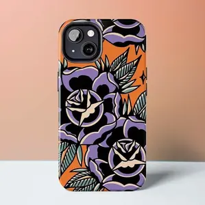 Purple Rose Phone Case | American Traditional Tattoo Phone Cases | Southwestern Desert Aesthetic Gifts