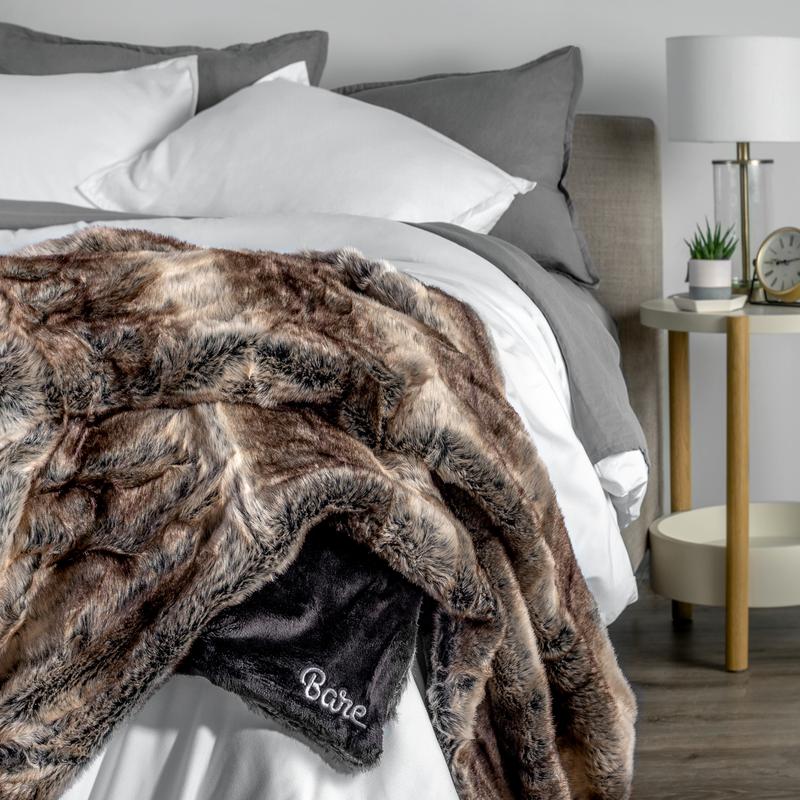 Bare Home Faux Fur Blanket - Luxurious, Cozy Warm Throw Blanket