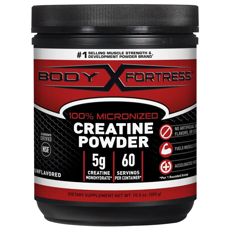 Body Fortress 100% Creatine Monohydrate Powder - Unflavored Micronized Creatine Supplement for Muscle Growth, Strength & Recovery, Pre Workout & Post Workout for Women and Men - 5g Per Scoop