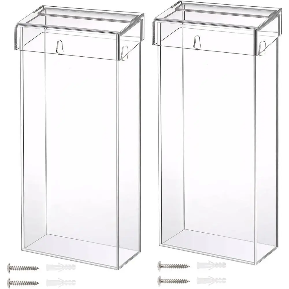 2 Pieces Outdoor Brochure Holder for Wall Mount 4 x 9 Inch with White Lid Clear Waterproof Literature Box in Acrylic Pamphlet Display Holder