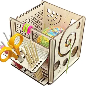 Wooden Craft Organizer for Knitting & Crochet, Laser Cut Storage Rack, Yarn Management System, Multi Compartment Box, Ideal Gift