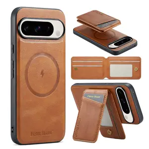 For Magsafe Magnetic Separable Leather Fold Wallet Card Slot Bracket Phone Case For Google Pixel 10 Pro XL 9A 8A 7A 7 8 9 Pro XL