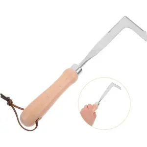 2026 Crack Weeder Tool 12" Stainless Steel Manual Grass Puller with Beech Wood Handle for Sidewalk Driveways Patio Paver Narrow Gaps Gardening