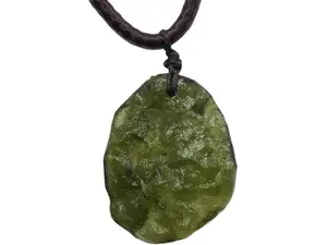 Moldavite Necklace,Raw Czech Meteorite Crystal,Irregular Tektite Healing Crystals Necklace,Green
