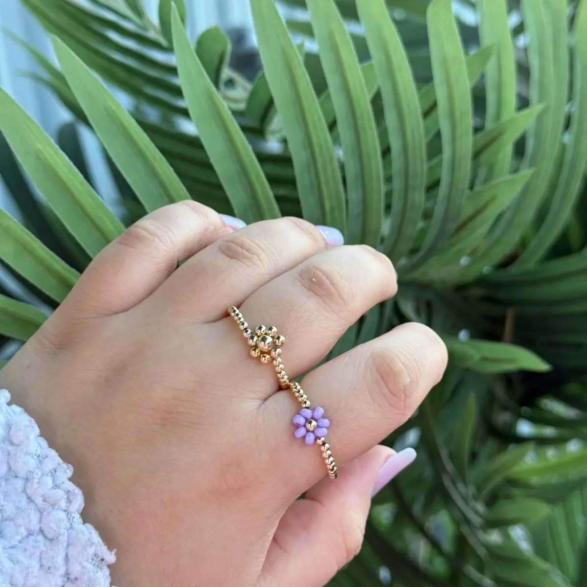 Beaded Flower Rings