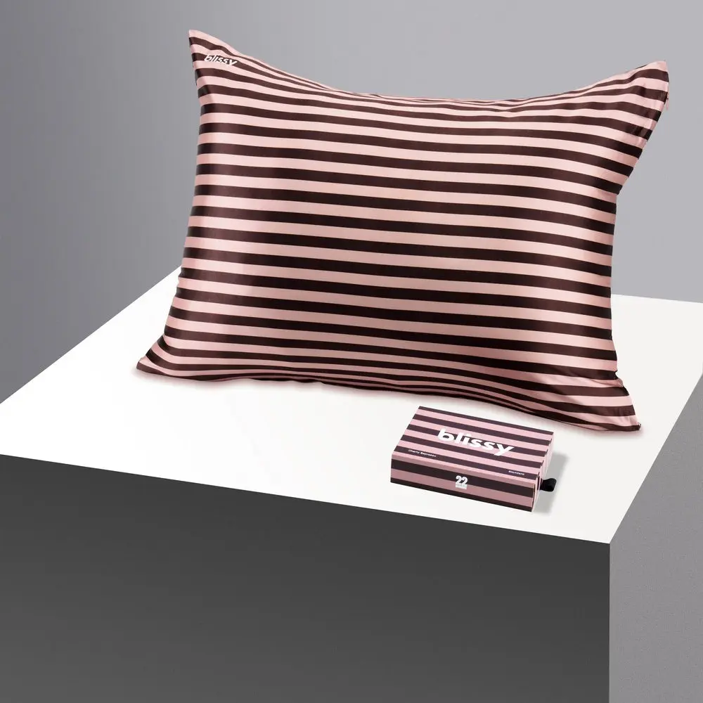 Blissy Striped Silk Pillowcase – 100% Mulberry Silk – Improve Hair, Skin & Sleep Blissy Striped Silk Pillowcase – 100% Mulberry Silk – Improve Hair, Skin & Sleep