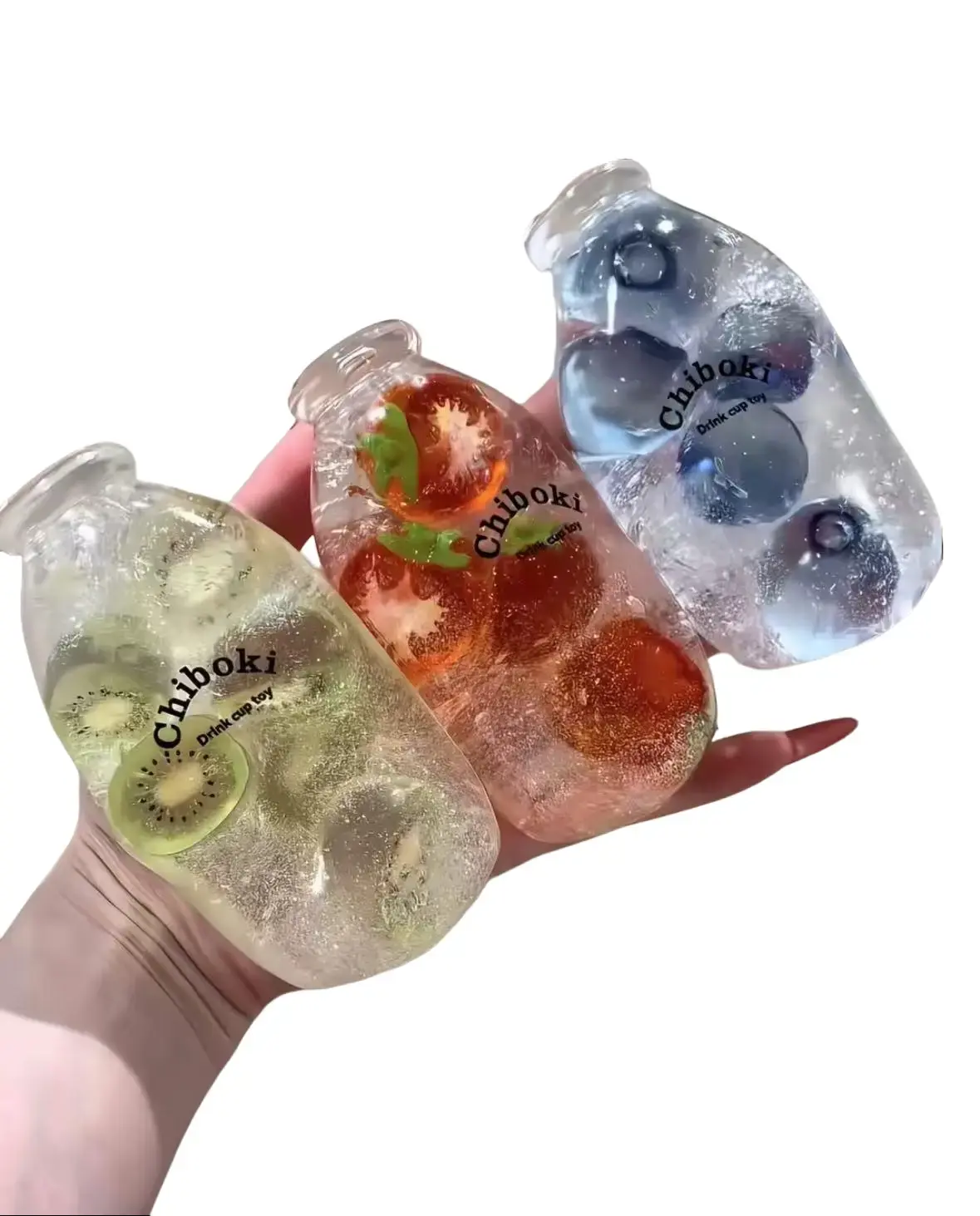 Chiboki Marble Soda Fruit Bottle Fidget Squishy Toy - Transparent Soft Squeeze ASMR Sensory Stress Ball, Anti-Anxiety Relief Toy for ADHD/Autism, Cute Gift for Kids