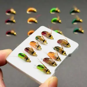 5/10Pcs-Trout Bass Fishing Bait With Flies Box-Brass Head Nymph Multicolor-Sizes#10-Material Artificial Feather&Rayon