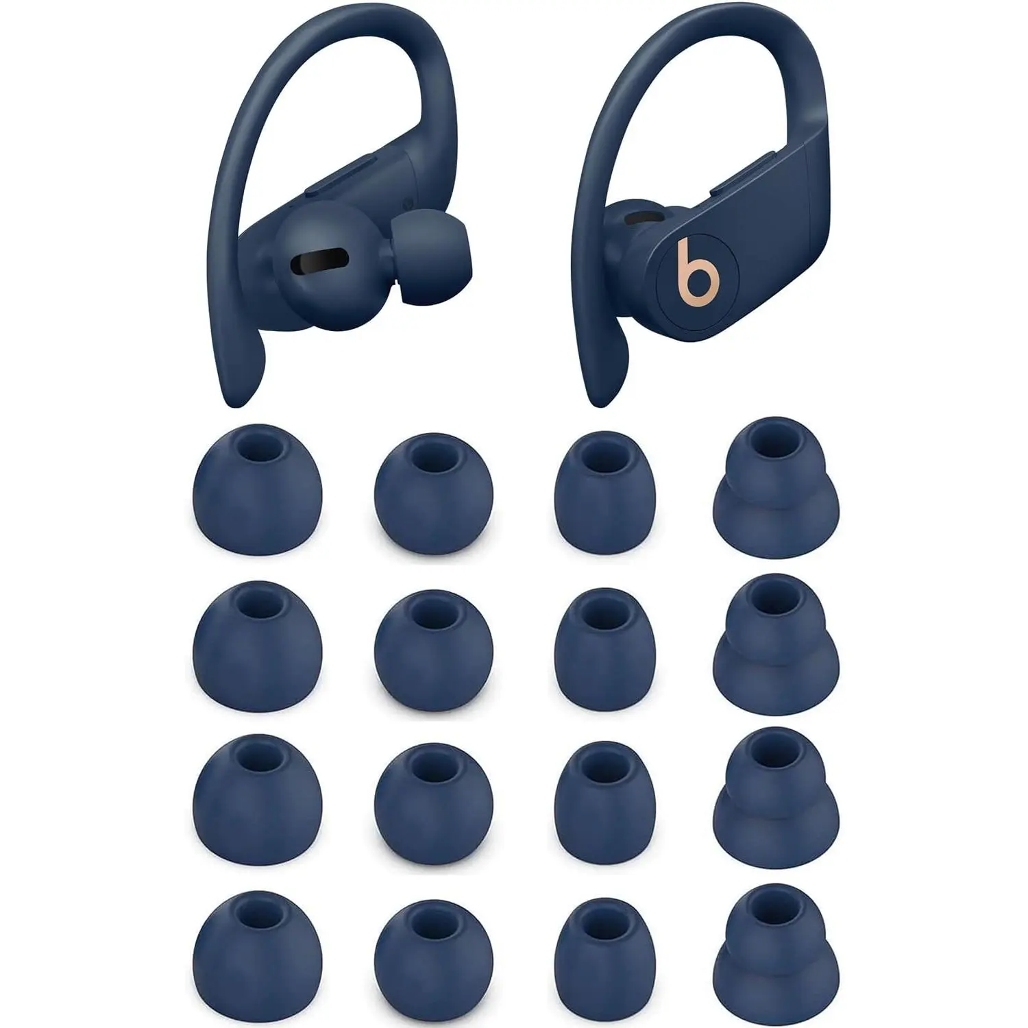 Replacement Earbud Ear Buds Tips Compatible with Powerbeats Pro Earbuds, 8 Pairs S/M/L/D 4 Sizes Soft  Earbuds Tips Ear Tip  Navy 121