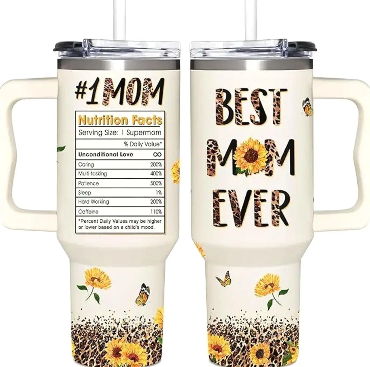 Best Mom Ever Gifts - Mothers Day Gifts for Mom - Mom Tumbler With Handle 40oz , Leak-Proof and Stylish for Everyday Use
