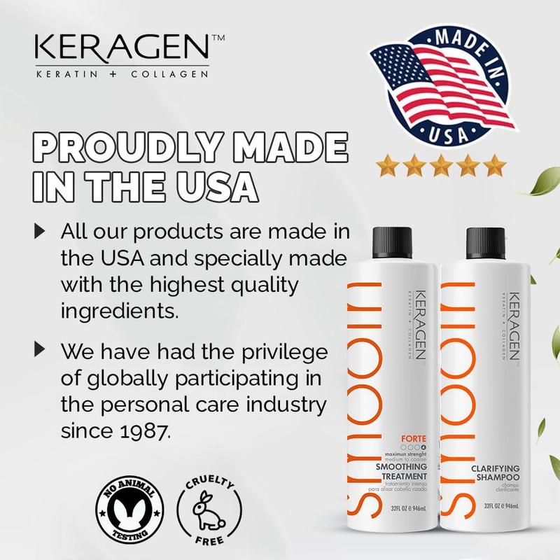 KERAGEN Brazilian Keratin Smoothing Treatment - Professional Frizz Control & Hair Straightening System