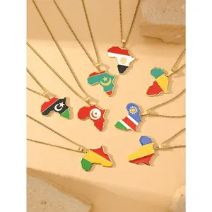 1pc Unique African Country Map & Flag Necklaces Each One Represents A Special Nation! A Must-Have for African Culture Fans