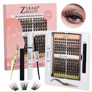 Lash Extension Kit Lash Clusters With Lash Glue, Remover, Eyelash Cluster Tweezer For Beginner DIY Individual Lash Extension At Home Makeup Cosmetic