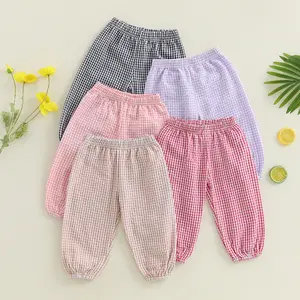 Baby Toddler Girls Boys Jogger Pants Loose Plaid Print Elastic Waist Trousers Casual Bottoms for Toddler Newborn Infant