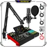 Tenlamp G10 Multi-Mode USB Audio Converter Complete Kit - Mini Console Mixer, Portable Live Audio Card with 2-Stage Noise Reduction, Dual Inputs, USB Port, Condenser Microphone, Boom Arm, OTG Cable, Plug-and-Play for Mobile/PC Live Streaming