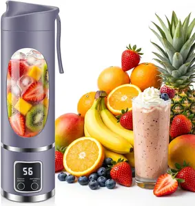 Portable Personal Blender, 500ML Cordless Portable Juicer Shakes and Smoothies Blender, Small Blenders with 12 Stainless Steel Blades, BPA Free Travel Cup & Lid, USB-C Rechargeable, Purple