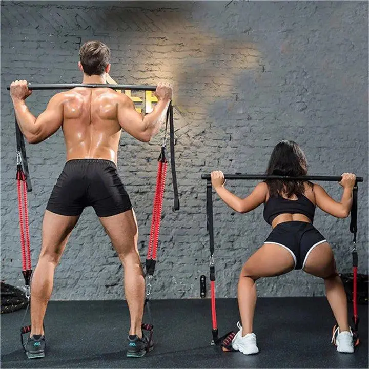 Multi-Functional Reformer Bar System with Adjustable Resistance Bands for Full-Body Strength Training and Flexibility
