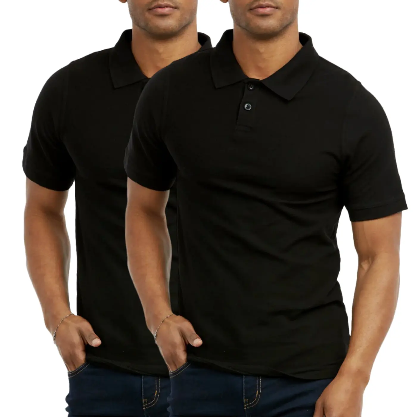 2 Pack Men's Polo Shirts Cotton Short Sleeve S-3XL Regular Big & Tall Half Button Front Classic Casual Tops Golf Outdoor Breathable Solid Menswear