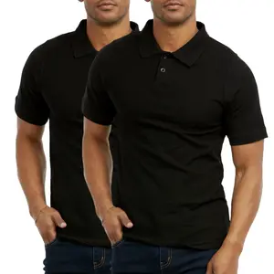 2 Pack Men's Polo Shirts Cotton Short Sleeve S-3XL Regular Big & Tall Half Button Front Classic Casual Tops Golf Outdoor Breathable Solid Menswear
