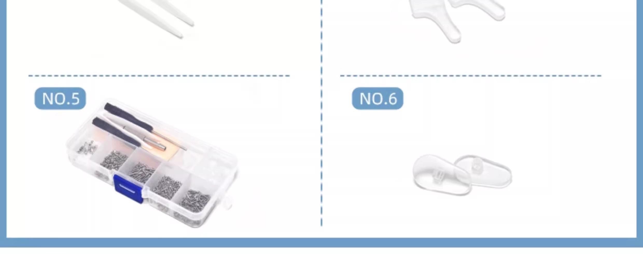 Eyeglass Repair Tool Set: Eyeglass Screws, Nose Pad Screwdriver, Frame & Arm Repair Parts, Storage Box