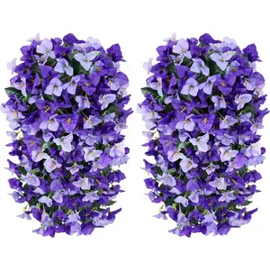 2pcs Faux Bougainvillea Artificial Flowers Plants for Outdoor Outside Spring Decoration, Fake Long Trailing Vines UV Resistant Realistic for Front Door Porch Planter Urn Patio Balcony Yard