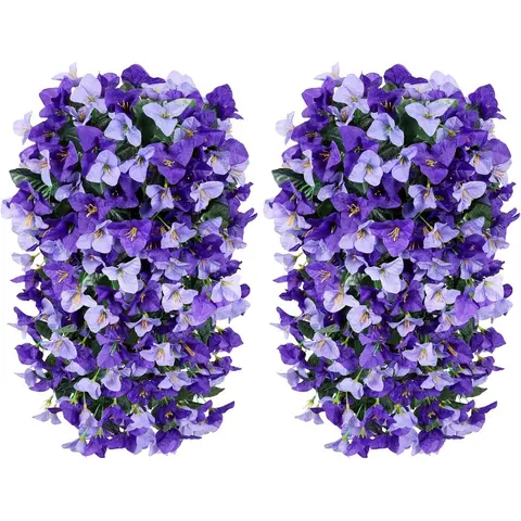 2pcs Faux Bougainvillea Artificial Flowers Plants for Outdoor Outside Spring Decoration, Fake Long Trailing Vines UV Resistant Realistic for Front Door Porch Planter Urn Patio Balcony Yard