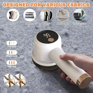 Rechargeable Fabric Shaver with 2 Replaceable Stainless Steel 6-Leaf Blades(1 Free Extra Included) | Lint Remover with 3-Speed Settings & LED Display - Efficient Sweater and Lint Shaver for Clothes, Removing Fuzz, Lint Balls, Pills.
