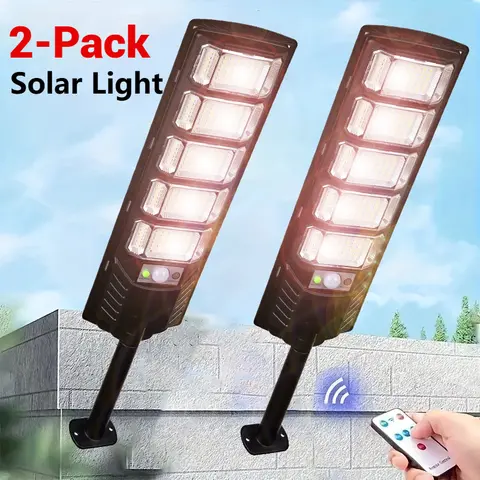 Solar Lights Outdoor LED Security Flood Lights - 6500LM 504 LEDs, AI Motion Sensor, IP65 Waterproof, 270° Wide Angle, 3 Modes, Remote Control, Motion-Brighten, Automatic On/Off, Remote Dimming, Energy Efficiency, Suitable for Garden, Farm