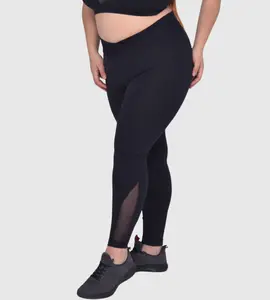 High-Waist Plus Size Leggings with Mesh Detail Comfort Fit