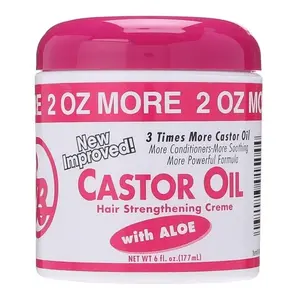 Bronner Bros Castor Oil with Aloe Hair and Scalp Conditioning Creme - 6 oz Improved Formula with 3X More Castor Oil for All Hair Types