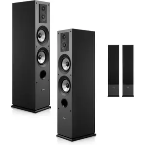 VEVOR Passive Floorstanding Speaker, 3-Way, Floor-Standing Tower Speaker with 0.75 in 1 in Tweeter, 5.25 in Woofers, 145W Peak, 70Hz-20kHz Frequency Response, MDF Enclosure, for Home Audio, SingleVEVOR Super Brand Day
