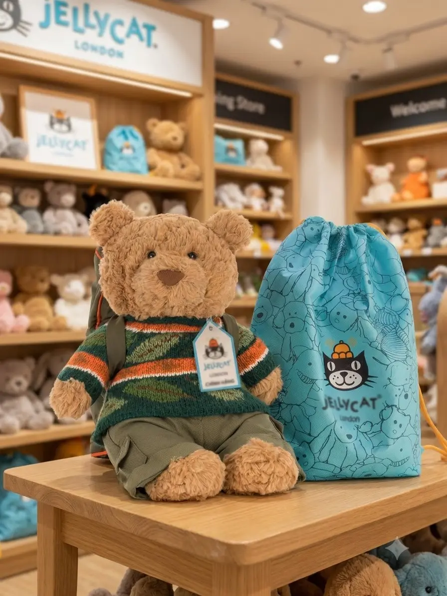 Official Bartholomew Bear 'Hiking' by Jellycat | US Ready to Ship | FREE Jellycat Drawstring Gift Bag Included