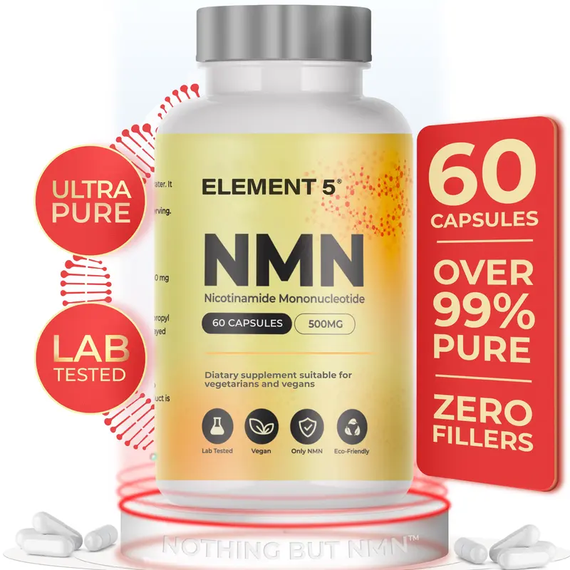 Element 5 NMN – 60 x 500mg Capsules – >99% Pure Nicotinamide Mononucleotide (NMN)