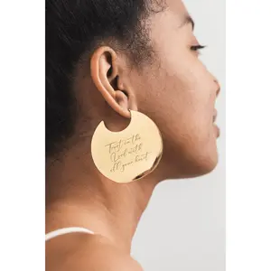 Trust In the Lord Engraved Earrings 18k Gold-Plated
