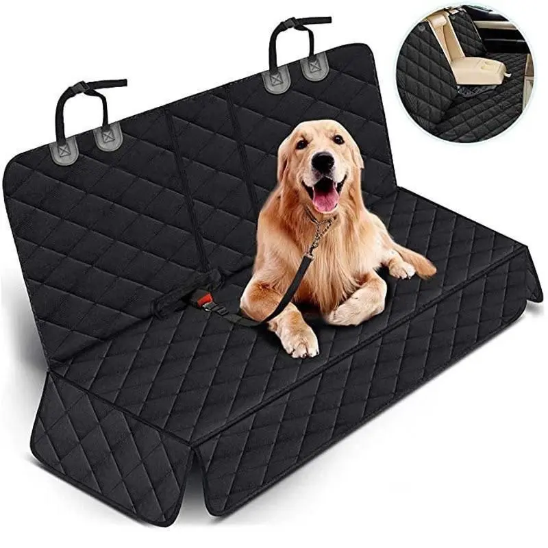 Waterproof Dog Car Backseat Protector - Zippered Vacuum-Friendly Fabric Pet Hammock, Side Flaps, Storage Pocket, Universal Fit, Cleanable with Damp Cloth Automotive Car Accessory, Car Accessories
