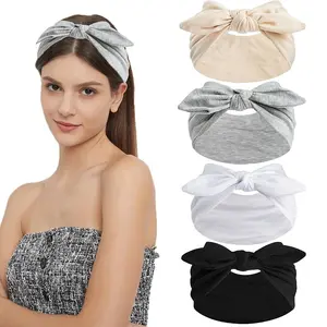 Women Elastic Bow Hairband Set, Boho Style Wide Knot Design, Breathable Anti-Slip Ladies Headbands for All Seasons