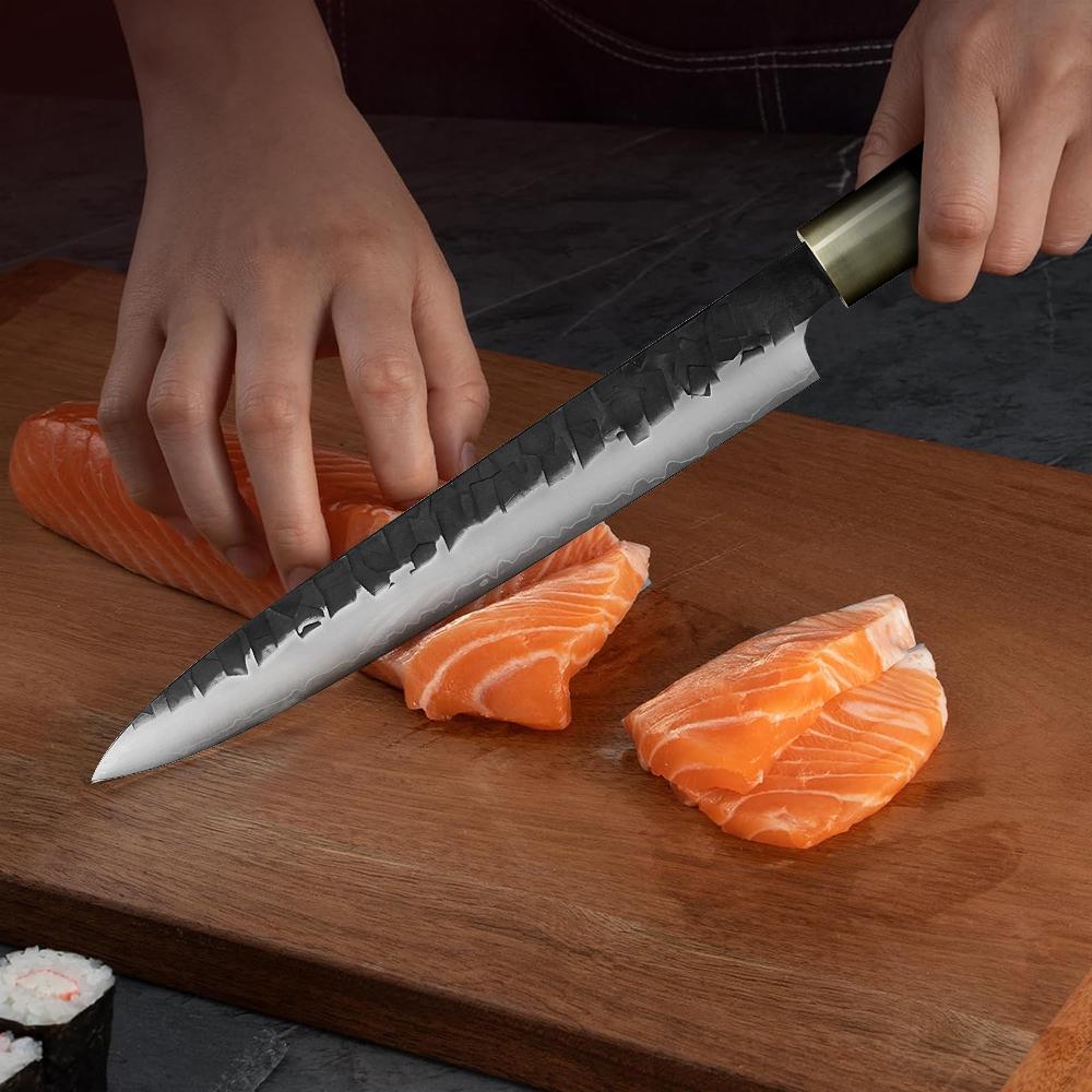 Yanagiba Japanese Sushi Knife, For Sushi & Sashimi Prep, Hand-Forged VG10 Blade, Flat Grind Precision, Ebony or Olive Wood Handle – Pro Chef & Collector Gift for Sushi Prep | Kajiya Asakusa 9 Inch