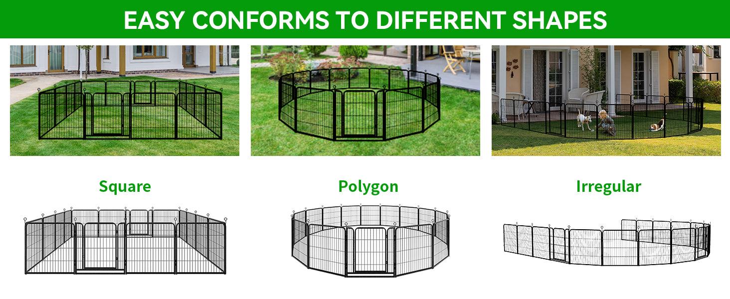 Dog Playpen Outdoor Extra Wide 12 Piece Panels Heavy Duty Anti-Rust Coating-Strengthened Dog Fence 40" Height with Doors Portable for RV Camping Yard, Total 32FT, 79 Sq.ft, Snowy Black PS781
