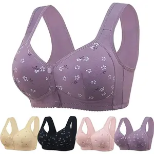 Bras for Women No Underwire Front Closure Comfort Senior Wireless Snap Closing Bra Hot Womenswear Apricot Basic Minimalist