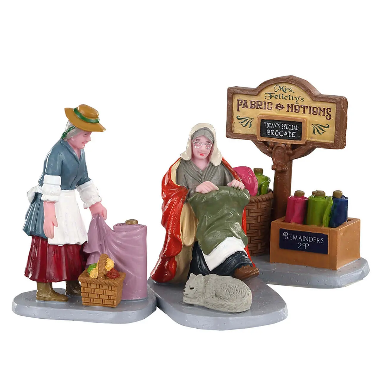 Lemax Fabric Vendor Polyresin Figurines Set of 3 #02951