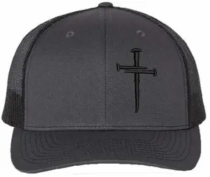 Jesus Christian Cross Cross Hat Christian Hats for Men Women Jesus Christian Cross Cross Richardson 112 Charcoal/Black Hat