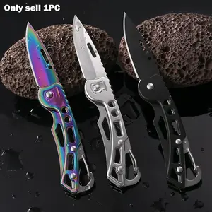 Stainless Steel Multifunctional Knife, Sharp Stainless Steel Folding Fruit Knife, Multi-Color Mini Portable Keychain Knife, Reusable Foldable Tool, Stainless Steel Knives, Portable Multipurpose Knives