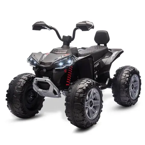 2026 Upgraded Unisex 24V Rechargeable Ride On Tractor Toy Car for 3-8 Yrs (6-8 Yrs Included) with Batteries, 4-Wheel All-Terrain Kids Vehicle, LED Lights, Bluetooth, USB, Shock Absorbers, High-Low Speed, 2h Run Time, Cool Gifts for Kids Toys Play