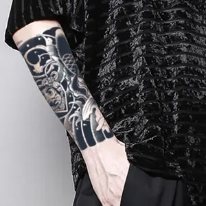 Koi Waterproof Temporary Tattoo Sticker, Long Lasting Herbal Design for 1 to 2 Weeks, Non-Reflective Fake Tattoo for Arm & Leg, Tribal