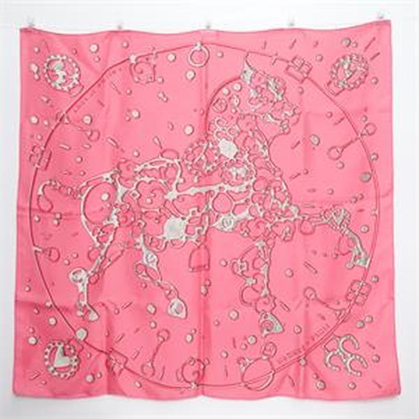 Pre-owned Hermes Pink Square Silk Scarf T ZY0000100482