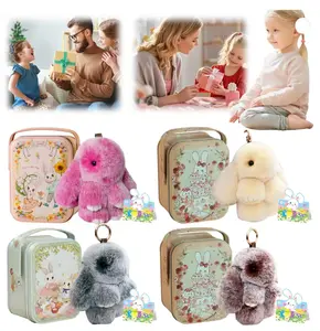[New] Soft Rabbit Pendant Cute Plush Rabbit Pendant With Tin Box Party Child-ren Adults Gift Holiday Backpack Bag Decor