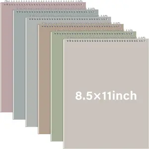 6 Pack 8.5 x 11'' Top Bound Office Steno Book Wide Ruled Double Sided Spiral Steno Books Reliable White Paper 70 Sheets/Pad Pastel Colors Covers for Writing Notes College (Stylish Color)