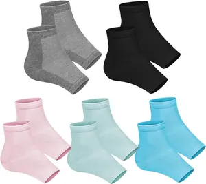 Cracked Heel Treatment Repair Socks -5 Pairs Heel Softener Socks for Dry Cracked Feet Heels, Foot Care Toeless Pedicure Moisturizing Socks, Dry Feet Silicone Gel Socks Overnight