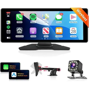 Rimoody 10.26" Wireless Carplay Screen for Car Radio with Wireless Android Auto/Bluetooth Handsfree/HD Touchscreen/Airplay/Android Mirror Link/GPS/Siri/HD Backup Camera/FM/AUX/TF Card Port