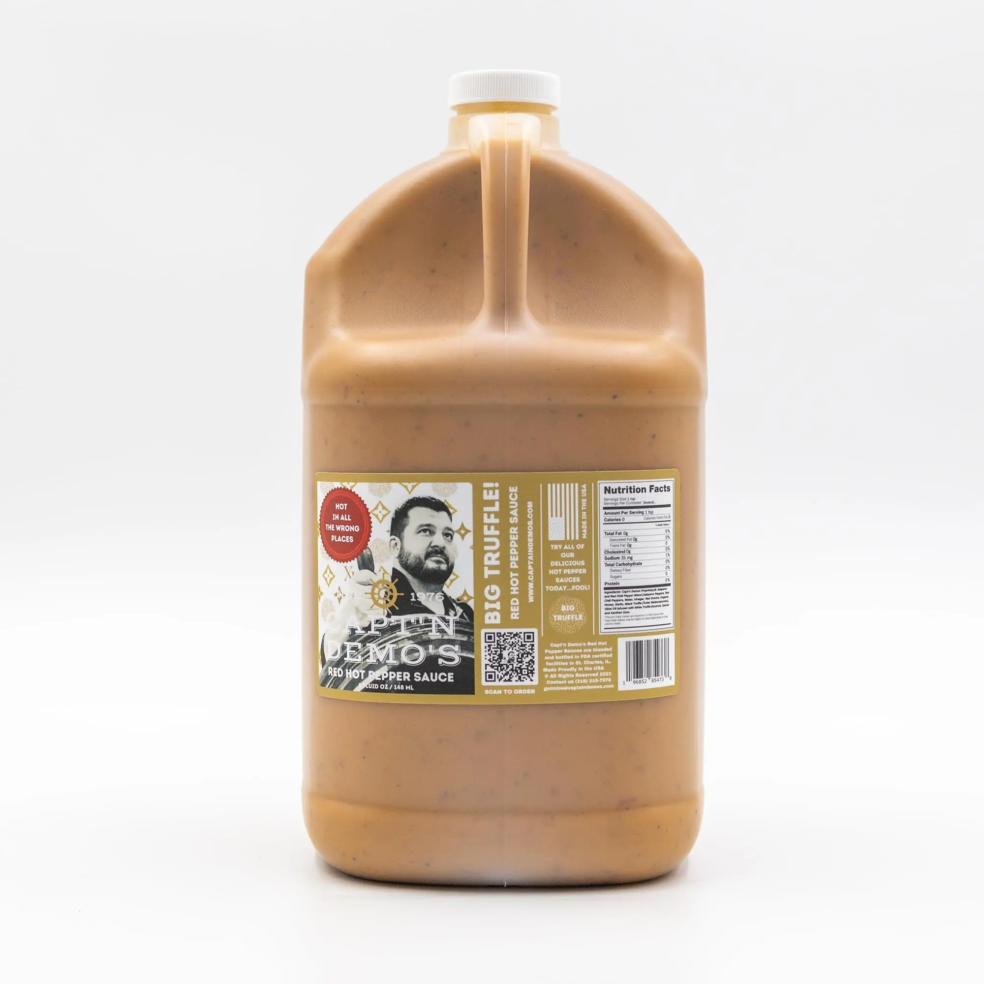 CAPTAIN DEMO's Big Truffle Red Hot Pepper Sauce Gourmet Hot Sauce with Black & White Truffles Garlic-Ky Hot Honey Heat Exclusive Truffle Flavor Fusion